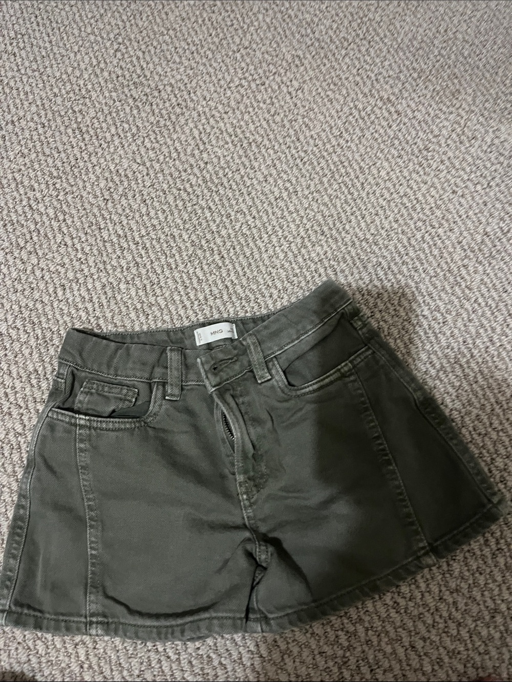 Mango Olive-Green High-Waist Mini Skirt